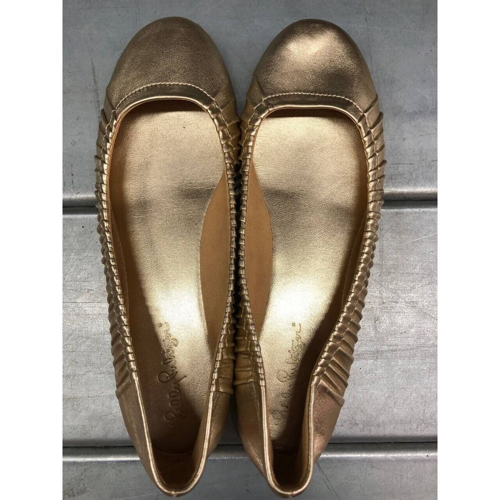 Lily Pulitzer Kristi Ballet Flats Womens 8M Gold Holidays Slip On - Picture 7 of 8